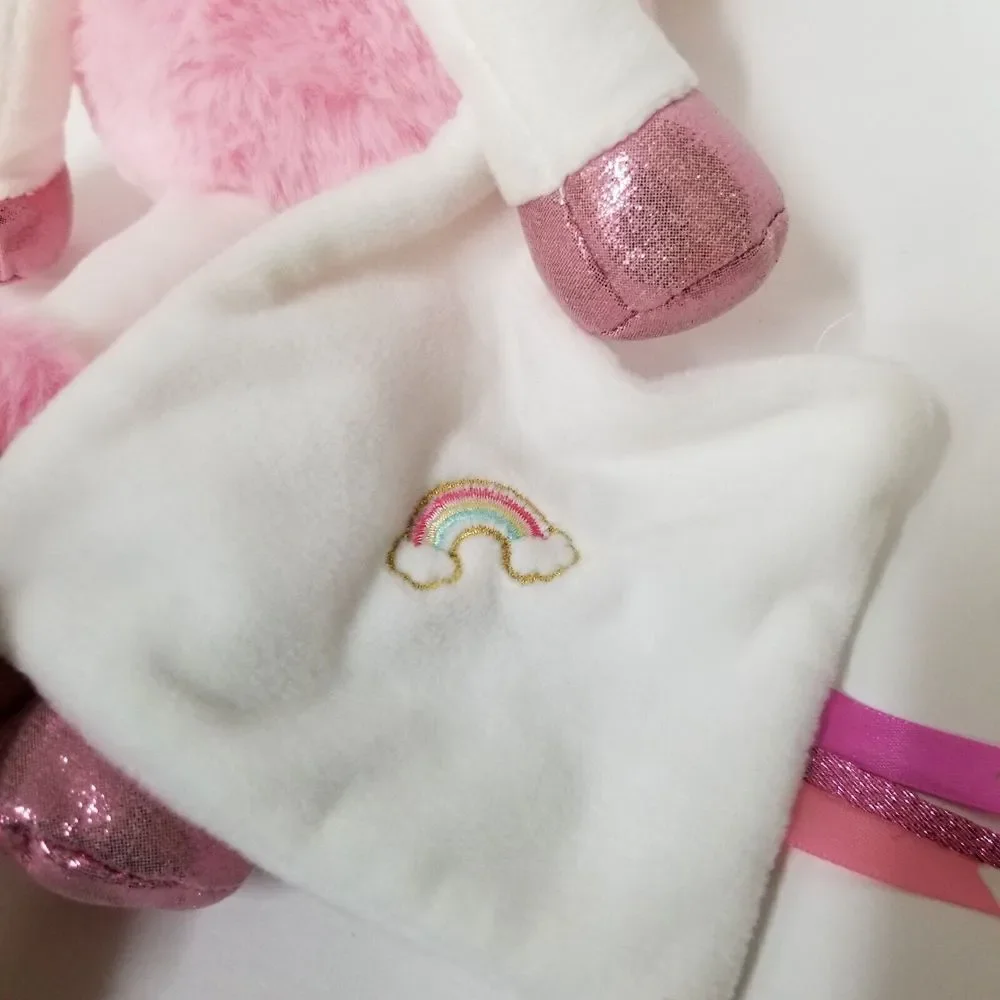 Baby Nat Unicorn‎ Pink Stuffed Plush with Spakley Accents & Security Blanket